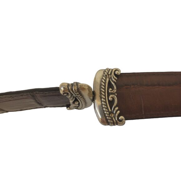 Vtg Brighton Leather Croc Silver Hardware Reversible 4 Opt. Women Belt - Picture 3 of 11